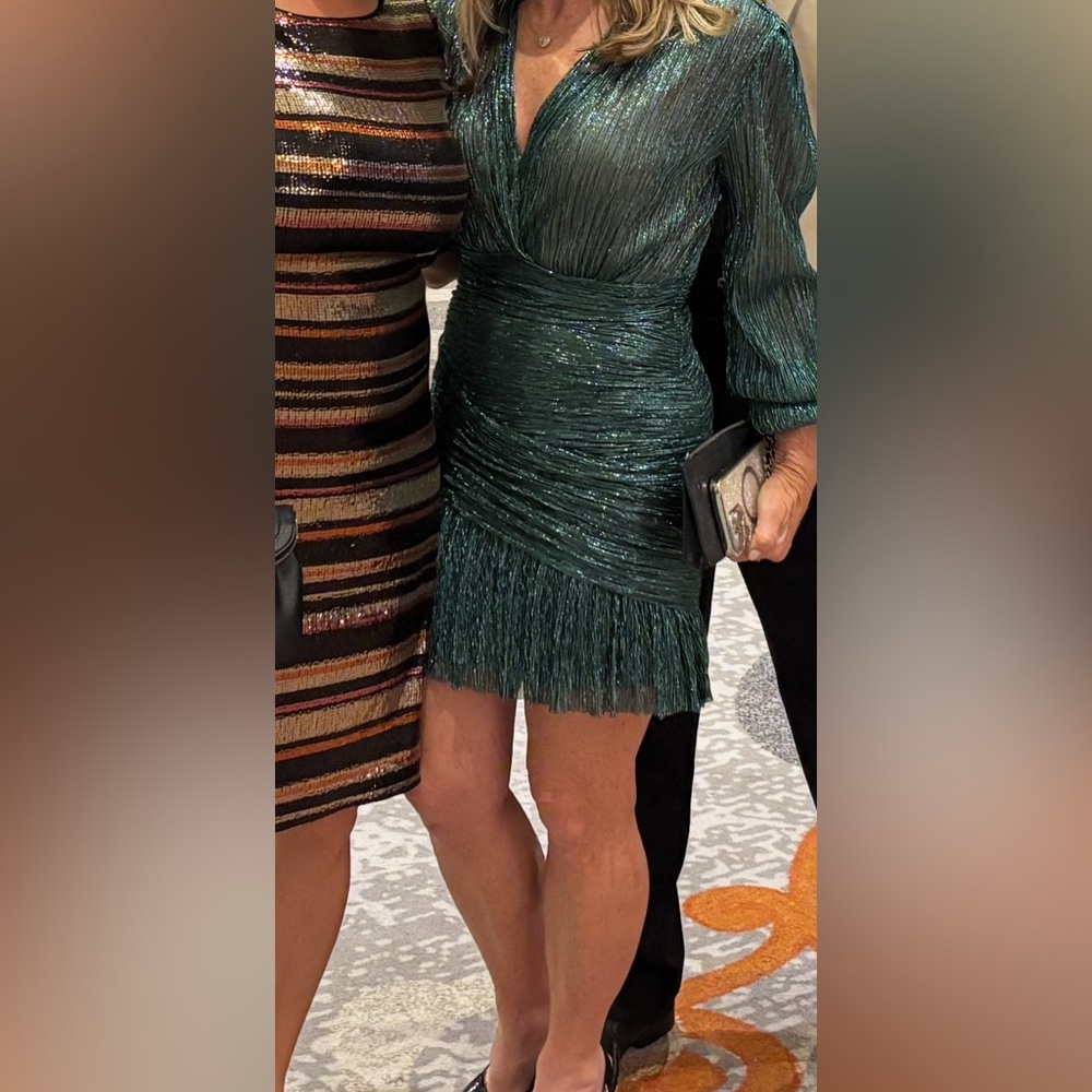 Elegant Green Pleated Dress - Picture 5 of 5
